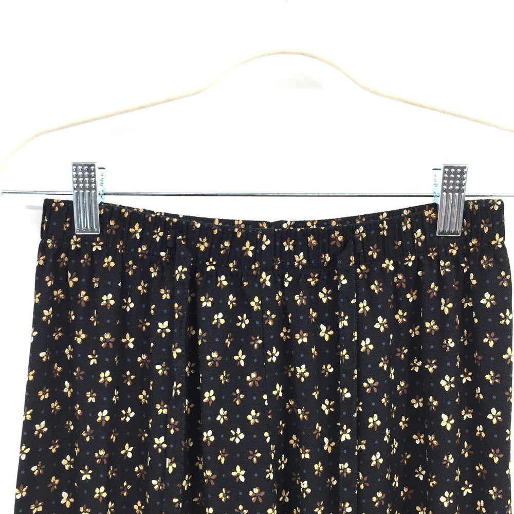 90s y2k Vintage Blue Black Flower high rise Flowy Pant dark romance whimsigoth M - Picture 3 of 7